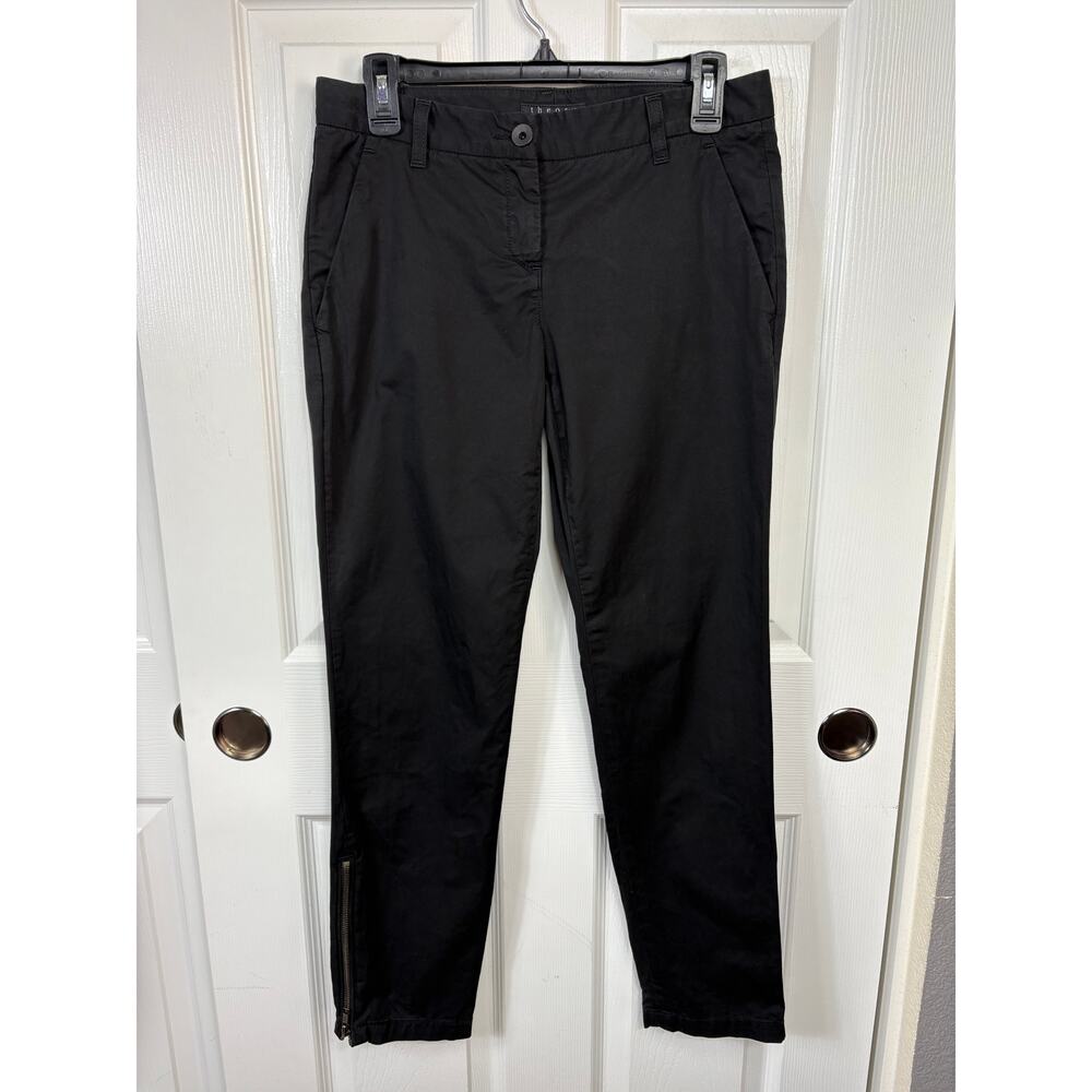 Theory Women's Ankle Zip Skinny Black Pants Size 4